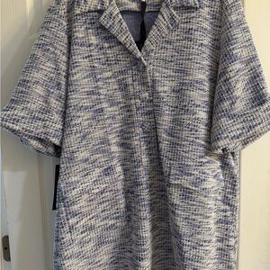 Pomander Place Blue and White Tweed Shift Dress